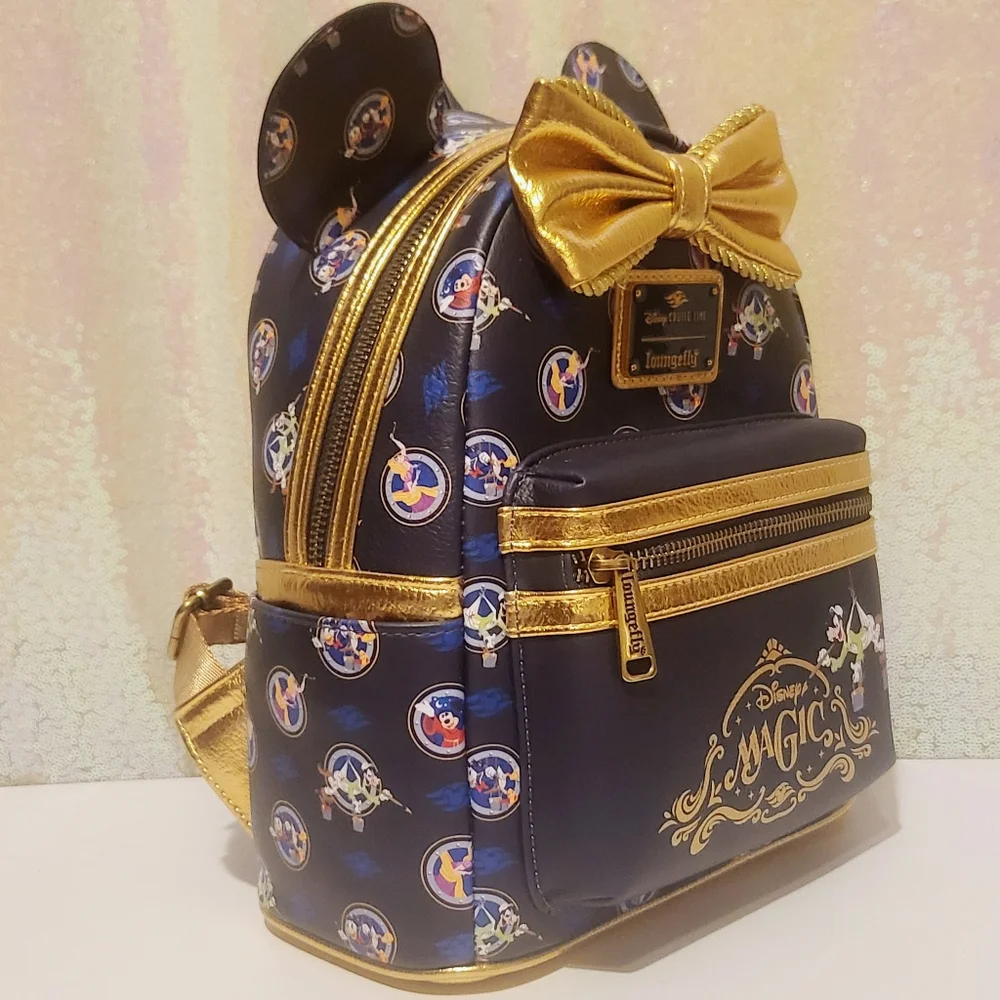 Loungefly Navy Gold Disney Magic Mini Backpack - Picture 3 of 4